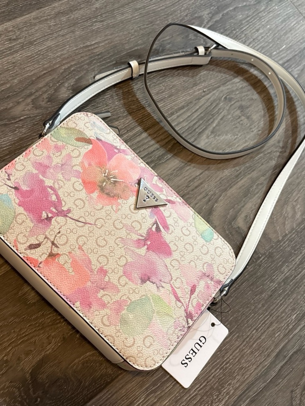 GUESS Floral Logo Crossbody in Pink and Pastel Multicolor - Picture 3 of 5